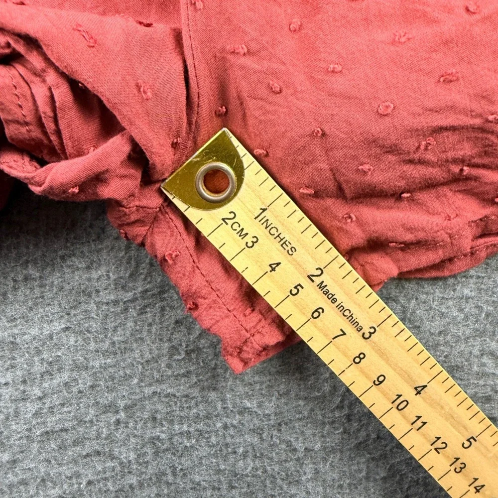 Aeropostale Women's S Small Rust Red Swiss‎ Dot Lace Trim Button Front Romper